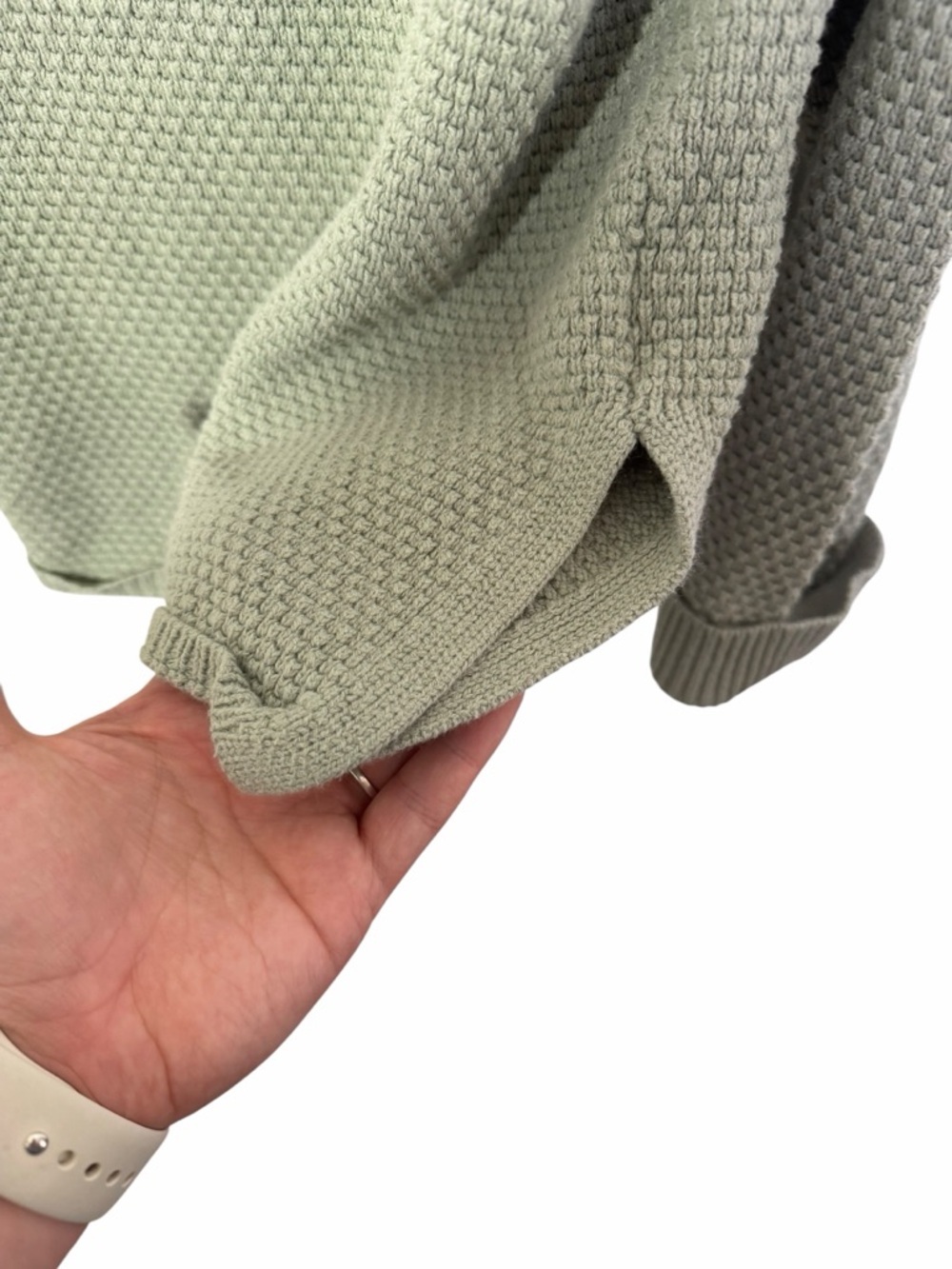 Sincerely Jules Waffle Knit Sweater Small Sage Green Henley Button Casual - Picture 4 of 7